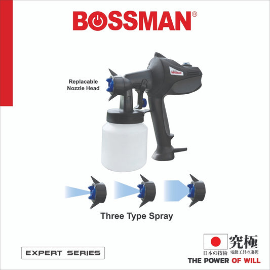 BOSSMAN Spray Gun 450W with Cord EXPERT SERIES Replaceable Nozzle Head BSG-450 for paint