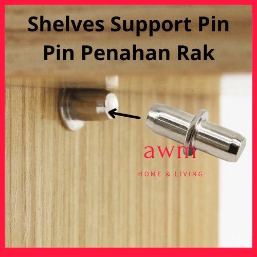 AWM 100 pcs Shelves Support Pin Shelf Support Nut Pin Rak Stud 层板钉 Harga untuk 100 biji shelves support