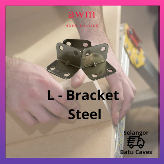 AWM L Bracket Steel 32mm x 23mm THICKN besi L Shaped Right Angle Corner harga murah Sesiku L besi