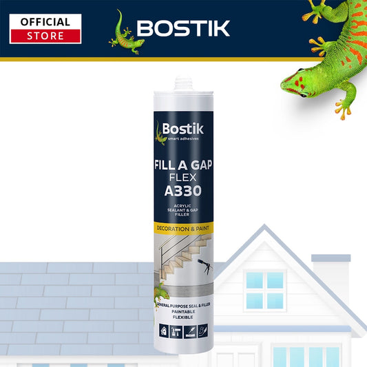 Bostik A330 Fill A Gap Flex, Easy to Apply & Clean, Versatile Economic Acrylic Sealant - White 300ML
