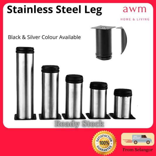 AWM Stainless Steel Adjustable Sofa Cabinet Bed Kitchen Furniture Chair Leg Kaki Sofa Almari Perabot Meja Kerusi Hitam
