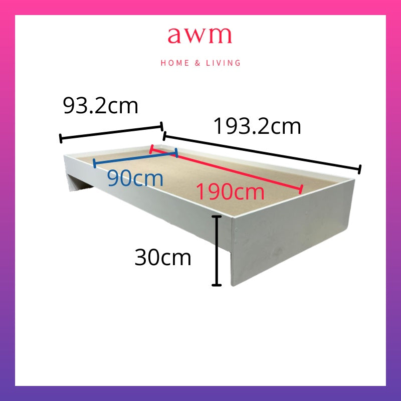 AWM White Single Bed Frame Katil Single Bujang Murah Cheap Putih