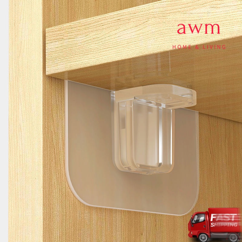 AWM Cabinet Shelf Support Adhesive Pegs Plastic Kitchen Almari Hanger Sticky Hook Holder Clips Wall Kabinet Support Pin