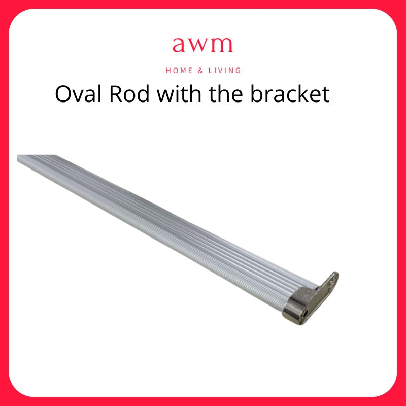AWM Clothes Hanger Rod Oval Pipe Aluminium Bar Kabinet Baju Wardrobe Almari Rod Gantung Baju metal rod bracket wardrobe